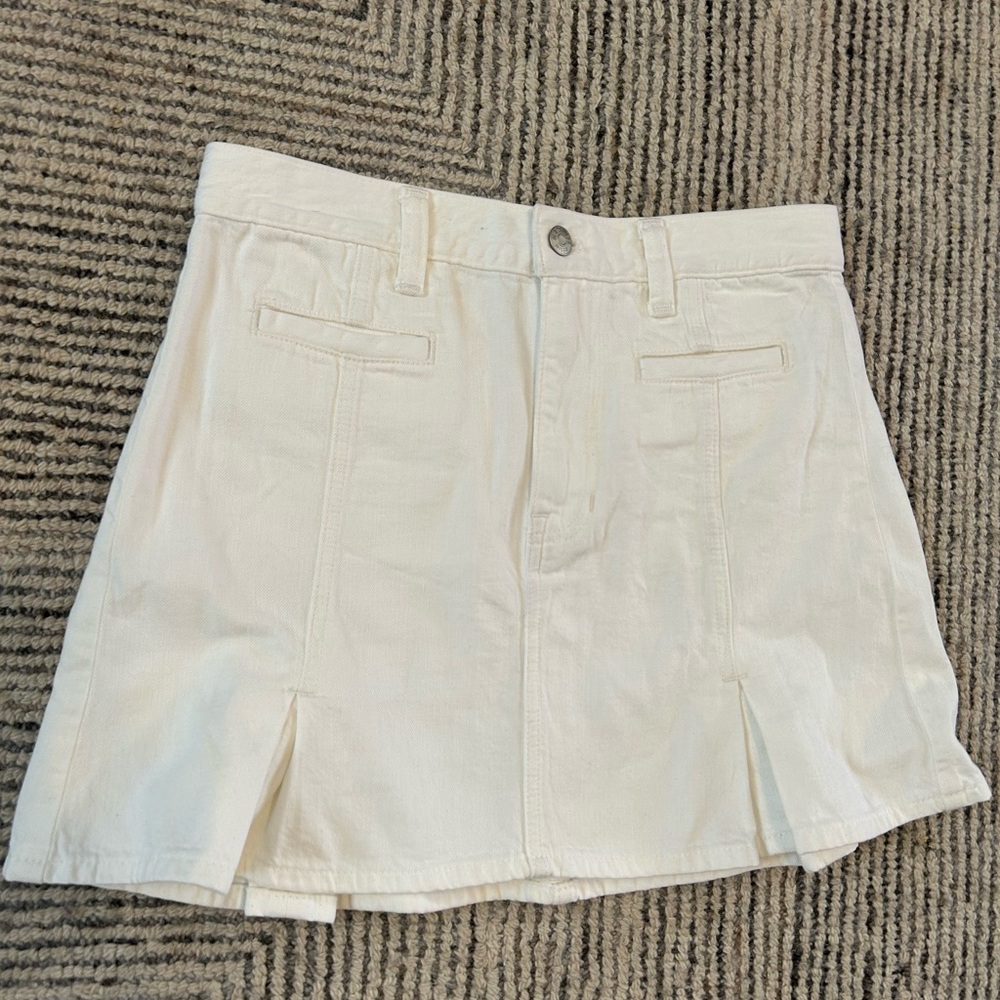 Madewell White Pleated Mini Skirt Denim Size 26